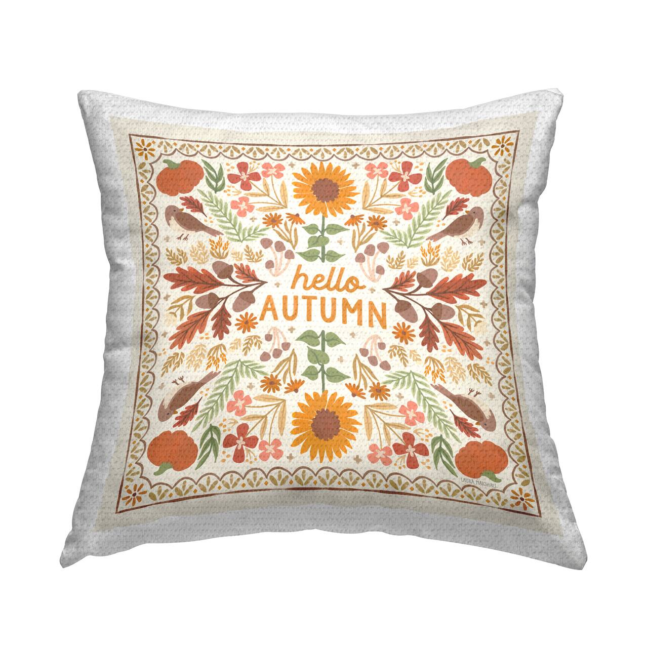 Stupell Industries Hello Autumn Pattern Outdoor Printed Pillow
